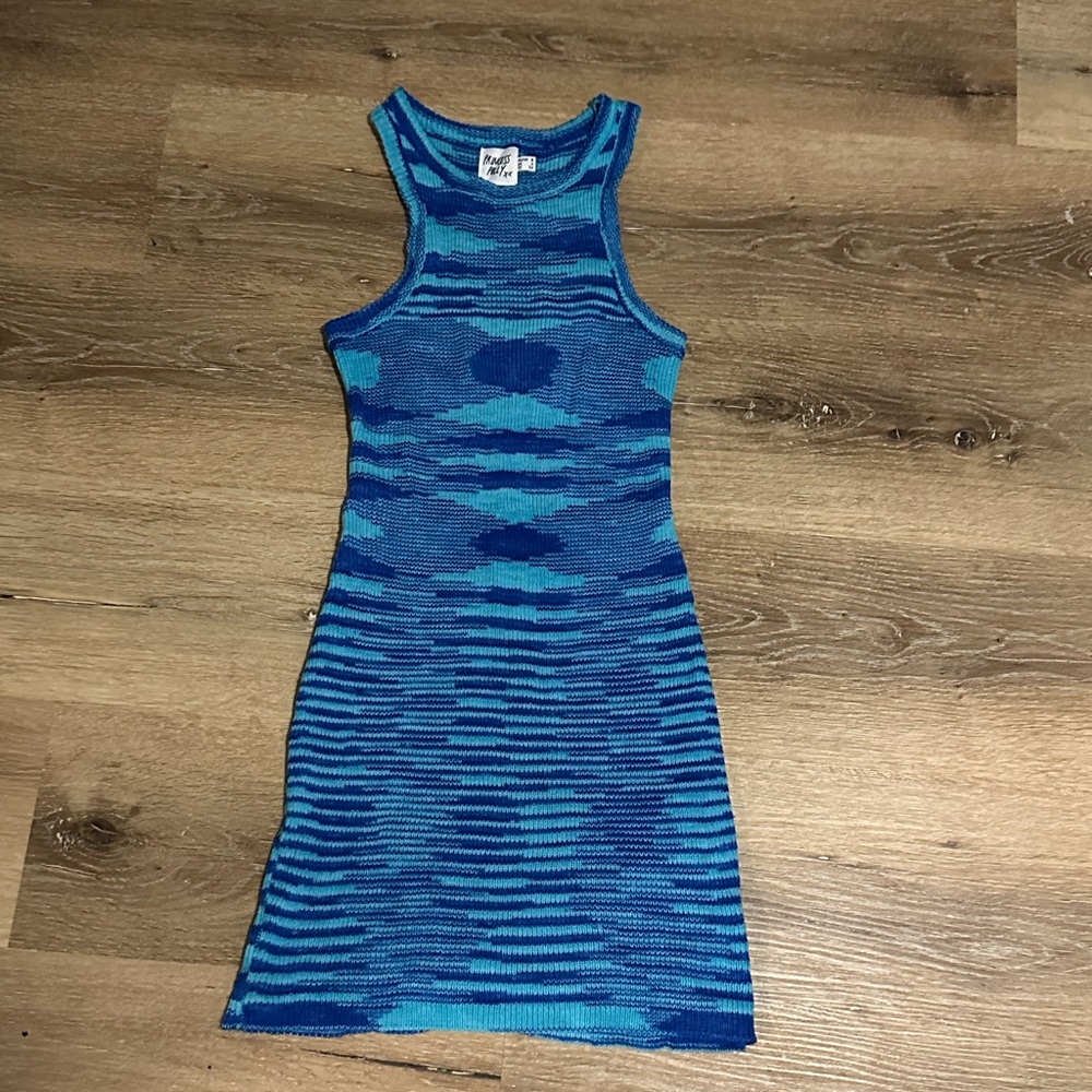 Princess Polly Aqua and Navy Knit Top